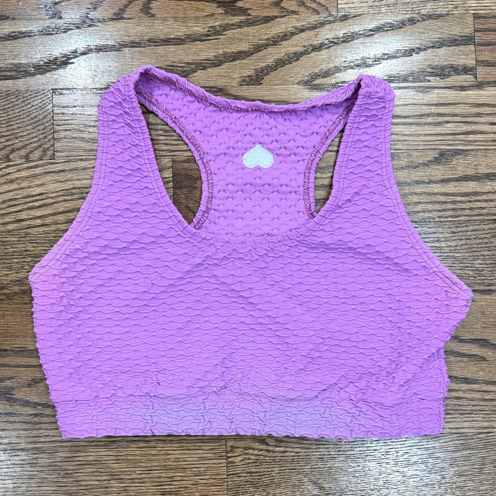Booty By Brabants Purple and Black Textured Sports Bras - Picture 2 of 5